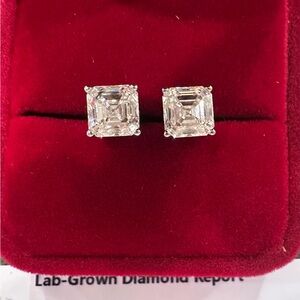 Elegant 14k Asher Cut 4.0 Carat total lab diamond earrings VVS -VS certified